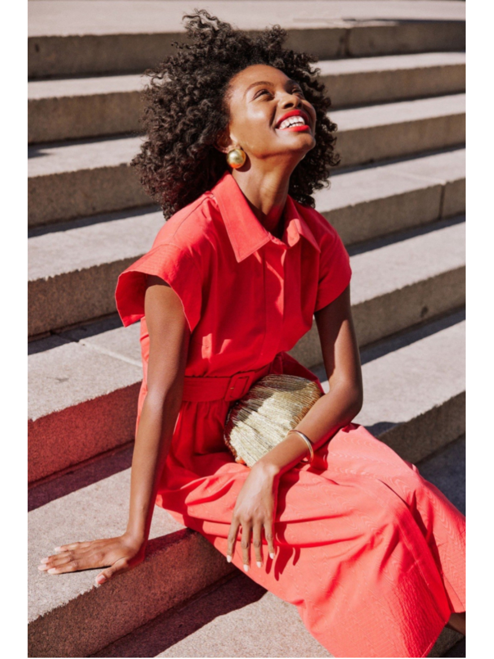 New Tuckernuck Red Chloe Midi Dress S No Belt Collared Moir Classic Elegant - Picture 6 of 13